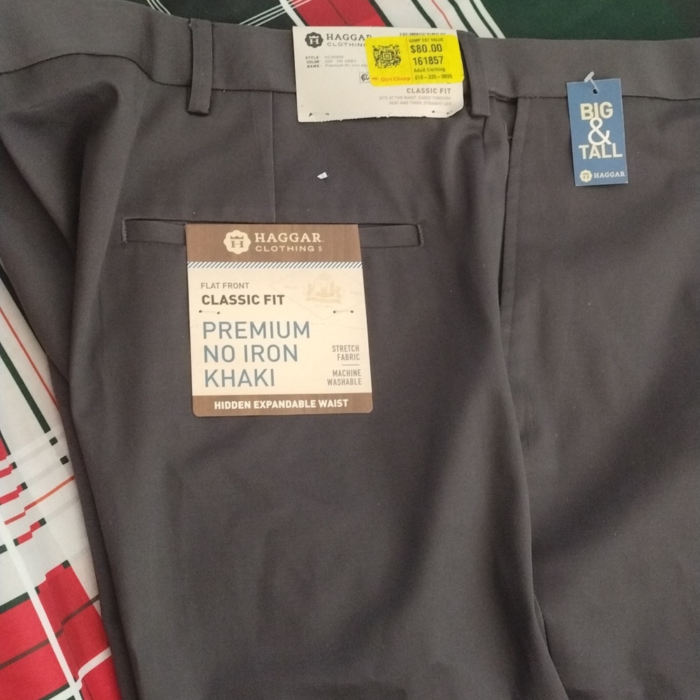 Men's big &tall by haggar khaki grey 46wx30L